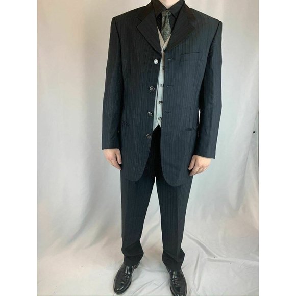 Carlo Pignatelli Three Piece Silver Vest Black Lin - Picture 1 of 12